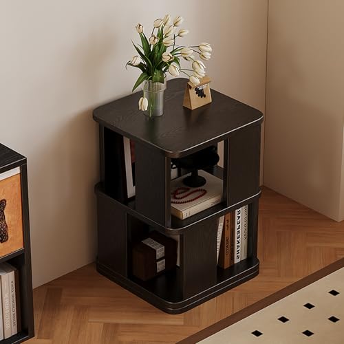 OWOHYG 360° drehbares schwarzes Holz – mehrschichtiges Präsentationsregal mit glatten Kanten – ideal für Schlafzimmer, und (67,1 cm) von OWOHYG