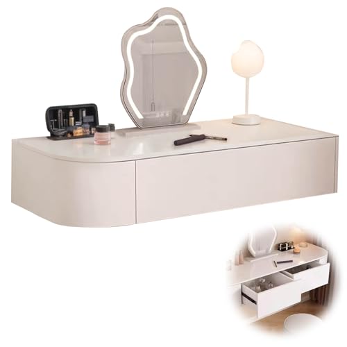 OWOHYG An der Wand montierter, schwebender Schminktisch mit Schubladen, Eckdesign, Spiegel und Lichtern, ideal für kleine Räume – stilvolles hängendes Schminktisch-Set, Rechte Wandhalterung 2,31. OWOHYG An der Wand montierter, schwebender Schminktisch mit Schubladen, Eckdesign, Spiegel und Lichtern, ideal für kleine Räume – stilvolles hängendes Schminktisch-Set, Rechte Wandhalterung 2,31. von OWOHYG