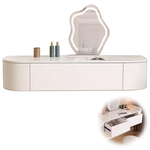 OWOHYG An der Wand montierter schwebender Schminktisch mit Schubladen, Eckdesign, Spiegel und Lichtern, ideal für kleine Räume – stilvolles hängendes Schminktisch-Set, 3,31,5 Zoll, Keine Mi OWOHYG An der Wand montierter schwebender Schminktisch mit Schubladen, Eckdesign, Spiegel und Lichtern, ideal für kleine Räume – stilvolles hängendes Schminktisch-Set, 3,31,5 Zoll, Keine Mi von OWOHYG