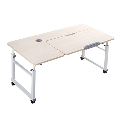 OWOHYG Betttisch mit Rollen, Betttisch mit Rollen, höhenverstellbar, verstellbare, neigbare Tischplatte, Computertisch, Steharbeitsplatzwagen, für den Heimgebrauch, weiß, 120 cm von OWOHYG