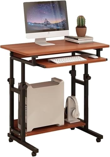 OWOHYG Beweglicher Stehpult, höhenverstellbar, mobiler Laptopwagenständer, Rolltablett, Sofa-/Betttisch, tragbar mit Rädern, Natur, Einheitsgröße, Braun, Einheitsgröße von OWOHYG