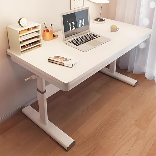 OWOHYG Höhenverstellbarer manueller Stehschreibtisch mit Schubladen – Schreibtisch mit weißem Stahlrahmen – Arbeitstisch – Computer-Stehschreibtisch mit verstellbaren Füßen, 120 x 50 cm OWOHYG Höhenverstellbarer manueller Stehschreibtisch mit Schubladen – Schreibtisch mit weißem Stahlrahmen – Arbeitstisch – Computer-Stehschreibtisch mit verstellbaren Füßen, 120 x 50 cm von OWOHYG