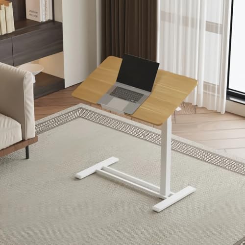 OWOHYG Mobiler Computertisch, Verstellbarer Rolltisch mit Rädern, pneumatischer Stehtisch, neigbar für Couch und Büro, Braun, 80×45cm,Natur,Lift Flip 80×45cm von OWOHYG