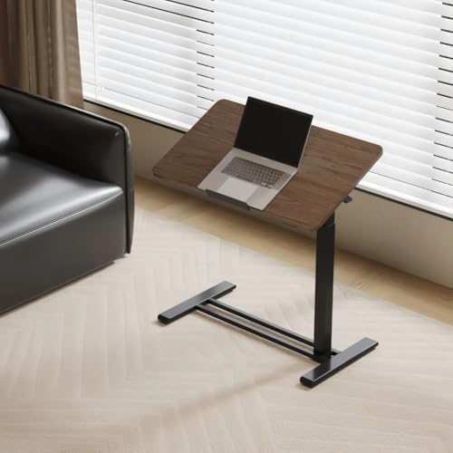 OWOHYG Mobiler Computertisch, Verstellbarer Rolltisch mit Rädern, pneumatischer Stehtisch, neigbar für Couch und Büro, braun, 80 × 45 cm, braun, Lift Flip 80 × 45 cm von OWOHYG