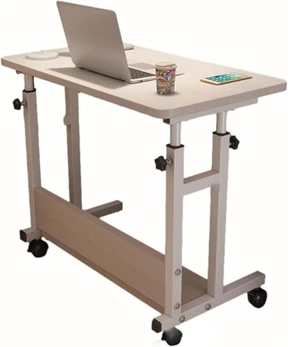 OWOHYG Mobiler Laptop-Schreibtisch, Sitz-Steh-Tisch, höhenverstellbar, Sitz-Steh-Tisch, rollbar, tragbar, pneumatisch, Stehpulte über dem Bett mit Rädern, Natur, 60 x 40 cm von OWOHYG