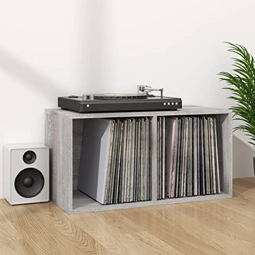 OWOHYG Moderner Schallplatten-Aufbewahrung, platzsparender Schreibtisch mit 2 Würfeln, Schlafzimmer-Nizer, 71 x 34 x 36 cm, schlankes Sperrholz-Design, perfekt für Musikliebhaber und Heimdekoration von OWOHYG