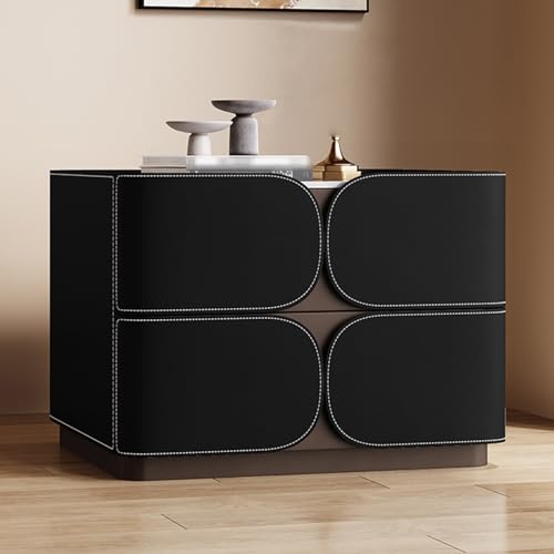 OWOHYG Nachttisch mit Schieferplatten, Nachttisch, weißer Nachttisch mit Schutzzaun-Design, Zwei Schubladen, integrierter Standfunktion – Keine Installation erforderlich, Schwarz, 50 cm OWOHYG Nachttisch mit Schieferplatten, Nachttisch, weißer Nachttisch mit Schutzzaun-Design, Zwei Schubladen, integrierter Standfunktion – Keine Installation erforderlich, Schwarz, 50 cm von OWOHYG
