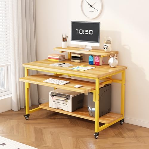 OWOHYG Tragbarer Laptop-Schreibtisch mit Rädern, höhenverstellbarer Stehpult, Kleiner Computertisch fürs Sofa, vielseitiger Nachttisch,V,70x50x92cm von OWOHYG
