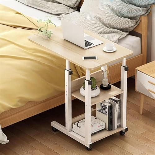 OWOHYG Tragbarer Stehpult auf Rädern, Tabletttisch über dem Bett mit Stauraum, verstellbare Höhe für Sofa, Bett, Laptopwagen, Ständer, mobil, Weiß, Einheitsgröße, Natur, Einheitsgröße OWOHYG Tragbarer Stehpult auf Rädern, Tabletttisch über dem Bett mit Stauraum, verstellbare Höhe für Sofa, Bett, Laptopwagen, Ständer, mobil, Weiß, Einheitsgröße, Natur, Einheitsgröße von OWOHYG