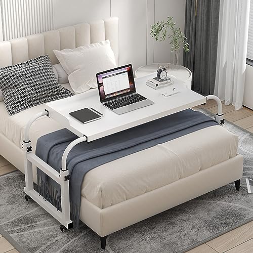 OWOHYG Überbettschreibtisch mit Rollen, höhen- und breitenverstellbar, Laptoptisch, Steharbeitsplatz, mobiler Querbetttisch, rollbarer Betttisch, Schreibtisch über dem Bett für,A,120 * 44cm von OWOHYG