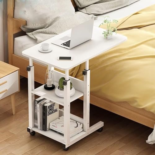 OWOHYG Überbetttisch, tragbarer Stehpult auf Rädern, Tabletttisch über dem Bett mit Stauraum, verstellbare Höhe für Sofa, Beistellbett, Laptopwagen, mobil, Weiß OWOHYG Überbetttisch, tragbarer Stehpult auf Rädern, Tabletttisch über dem Bett mit Stauraum, verstellbare Höhe für Sofa, Beistellbett, Laptopwagen, mobil, Weiß von OWOHYG