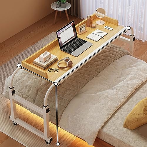 OWOHYG Überbetttisch mit Rädern Steharbeitsplatz Höhen- und breitenverstellbarer Schreibtisch Funktioniert als Stehtisch, Esstisch oder Laptopwagen, Betttisch, Schreibtisch,C,120 * 40cm von OWOHYG
