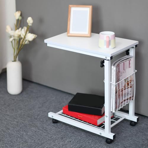 OWOHYG Verstellbarer, höhenverstellbarer mobiler Schreibtisch in C-Form, vielseitiger Mitteltisch, rollender Laptopständer und Nachttisch – modernes weißes Finish, Weiß, Talla única OWOHYG Verstellbarer, höhenverstellbarer mobiler Schreibtisch in C-Form, vielseitiger Mitteltisch, rollender Laptopständer und Nachttisch – modernes weißes Finish, Weiß, Talla única von OWOHYG