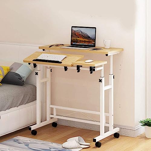 OWOHYG Verstellbarer Nachttisch fürs Bett, mit Rädern, mobiler Stehtisch, Laptop-Schreibtisch, rollender Computerwagen, beweglicher Betttisch für den Heimgebrauch,A von OWOHYG