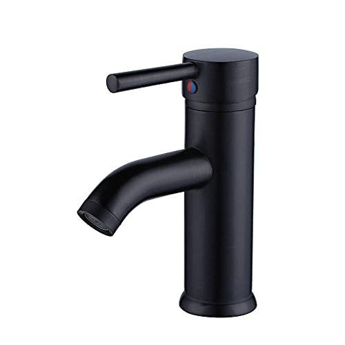OWOHYG Wasserhähne, 304 Edelstahl Wasserhahn Einloch-Warm- und Kaltbecken auf der Bühne Töpfe gerade Öffnung (schwarz), schwarz von OWOHYG