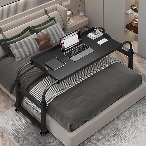 Schreibtisch über dem Bett, Steharbeitsplatz mit Rollen, höhen- und längenverstellbarer mobiler Tisch, Laptopwagen, Computertisch für Wohnzimmer, Schlafzimmer, Krankenhaus,B,Mit einer Schallwand von OWOHYG