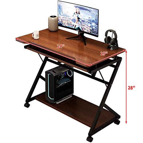 Tragbarer Computertisch mit Rollen, moderner, einfacher Gaming-Schreibtisch für das Home Office, Arbeitstisch mit Ablagefächern und Tastaturablage, Schwarz, Braun Tragbarer Computertisch mit Rollen, moderner, einfacher Gaming-Schreibtisch für das Home Office, Arbeitstisch mit Ablagefächern und Tastaturablage, Schwarz, Braun von OWOHYG