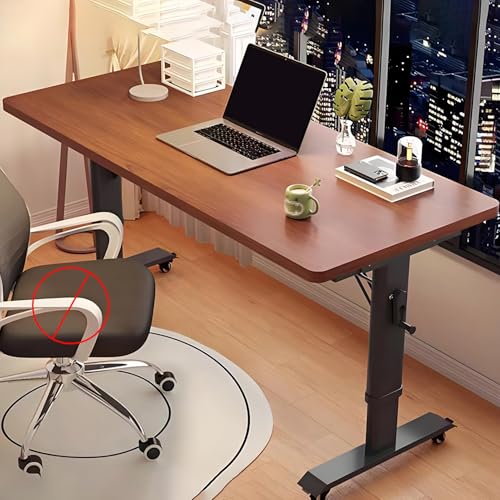 Verstellbarer Stehpult mit Handkurbel und feststellbaren Rollen für das Home Office – Mobiler Stehpult für Computerspiele mit Metallbeinen, Braun, 120 x 60 cm Verstellbarer Stehpult mit Handkurbel und feststellbaren Rollen für das Home Office – Mobiler Stehpult für Computerspiele mit Metallbeinen, Braun, 120 x 60 cm von OWOHYG
