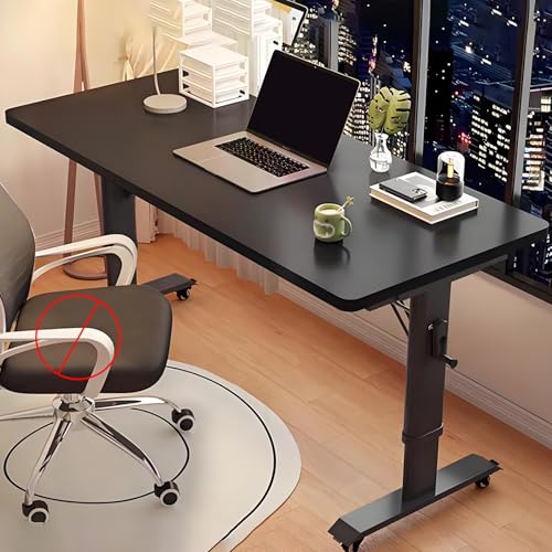 Verstellbarer Stehpult mit Handkurbel und feststellbaren Rollen für das Home Office – Mobiler Stehpult für Computerspiele mit Metallbeinen, Schwarz, 100 x 50 cm Verstellbarer Stehpult mit Handkurbel und feststellbaren Rollen für das Home Office – Mobiler Stehpult für Computerspiele mit Metallbeinen, Schwarz, 100 x 50 cm von OWOHYG