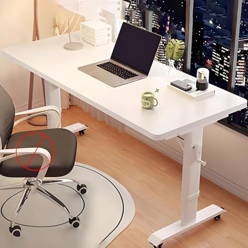 Verstellbarer Stehpult mit Handkurbel und feststellbaren Rollen für das Home Office – Mobiler Stehpult für Computerspiele mit Metallbeinen, Weiß, 80 x 60 cm Verstellbarer Stehpult mit Handkurbel und feststellbaren Rollen für das Home Office – Mobiler Stehpult für Computerspiele mit Metallbeinen, Weiß, 80 x 60 cm von OWOHYG