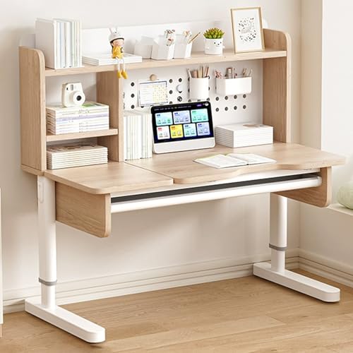 Verstellbarer manueller Stehschreibtisch mit Stecktafel-Aufbewahrung – Stehschreibtisch für das Home Office, Natur, 100 cm von OWOHYG
