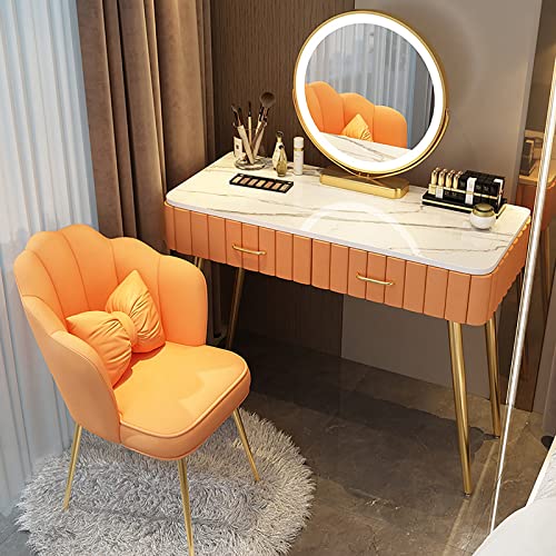 Verstellbares Schminktisch-Set mit gepolstertem Hocker und gehärtetem, beweglichem Nachttisch, ideal für Frauen und Mädchen, 100 cm groß, stilvolle Schminkmöbel für zu Hause, Orange, 100 cm Verstellbares Schminktisch-Set mit gepolstertem Hocker und gehärtetem, beweglichem Nachttisch, ideal für Frauen und Mädchen, 100 cm groß, stilvolle Schminkmöbel für zu Hause, Orange, 100 cm von OWOHYG