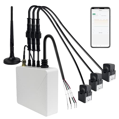 OWON 3-Phasen-WLAN-Smart-Home-Energiemonitor, 3-Phasen-Zangenmessgerät mit 3 120 A Schaltkreisstufen-Sensoren Echtzeit-Stromüberwachung | Solar-| Messgerät von OWON
