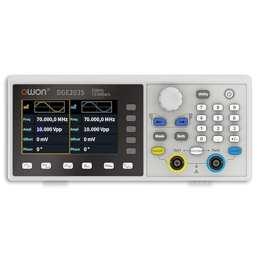 OWON DGE2035 Funktionsgeber Zweikanal 35MHz Frequenzausgang 300MSa/s Abtastrate Arbitärer Wellenformgenerator mit 3.6" TFT LCD(35MHz/2CH) von OWON