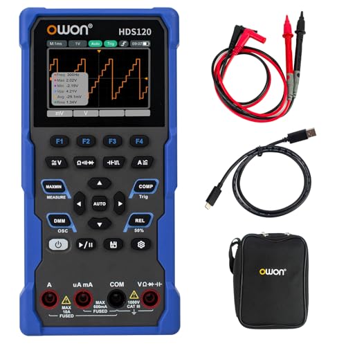 OWON HDS120 Multifunktions Oszilloskop Multimeter, 20000 Zählungen, tragbares 2 in 1Universal Testgerät, 1 Kanal, 1 MHz Bandbreite, USB Typ C Schnittstelle, 2,8Zoll IPS Bildschirm OWON HDS120 Multifunktions Oszilloskop Multimeter, 20000 Zählungen, tragbares 2 in 1Universal Testgerät, 1 Kanal, 1 MHz Bandbreite, USB Typ C Schnittstelle, 2,8Zoll IPS Bildschirm von OWON