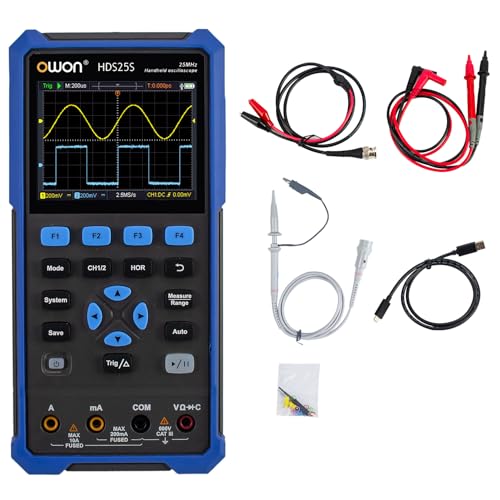 OWON HDS25S 3 in1 Hand Digitaloszilloskop, 25 MHz Bandbreite, 2 Kanal Digitaloszilloskop mit 1 Kanal Wellenformgenerator, 20000 Zähl Multimeter, mit USB Typ C und 3,5 Zoll LCD Display OWON HDS25S 3 in1 Hand Digitaloszilloskop, 25 MHz Bandbreite, 2 Kanal Digitaloszilloskop mit 1 Kanal Wellenformgenerator, 20000 Zähl Multimeter, mit USB Typ C und 3,5 Zoll LCD Display von OWON