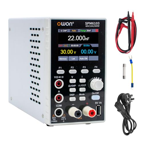 OWON SPM6103 2-in-1 DC Netzteil und Multimeter,Labornetzteil (0-60V,0-10A), DC Labornetzteil Programmierbares mit 300W Ausgangsleistung 2.8-Zoll LCD Display,Digital Multimeter von OWON