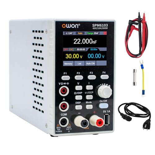 OWON SPM6103 2 in 1 Labornetzteil & Multimeter 60V/10A, DC-Netzteil Variabel, Tischnetzteil mit 2,8 Zoll Hochpräzisions-LED, USB-Schnittstelle, SCPI-Unterstützung, 4 1/2 Digital Multimeter OWON SPM6103 2 in 1 Labornetzteil & Multimeter 60V/10A, DC-Netzteil Variabel, Tischnetzteil mit 2,8 Zoll Hochpräzisions-LED, USB-Schnittstelle, SCPI-Unterstützung, 4 1/2 Digital Multimeter von OWON
