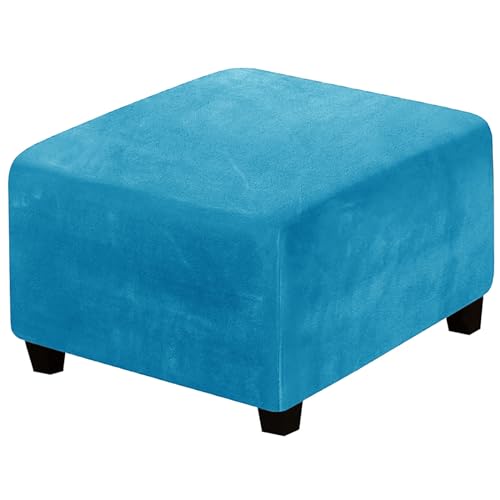OWOW Rechteckiger Stretch-Fußhocker-Schonbezug mit elastischer Unterseite, faltbarer Plüsch-Fußhocker-Schonbezug für Wohnzimmer-Möbel, Pfauenblau, klein OWOW Rechteckiger Stretch-Fußhocker-Schonbezug mit elastischer Unterseite, faltbarer Plüsch-Fußhocker-Schonbezug für Wohnzimmer-Möbel, Pfauenblau, klein von OWOW