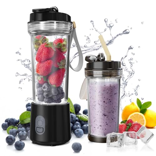 OWYELO Tragbarer Mixer Persönlicher Mixer - USB Wiederaufladbarer 500ml Mixer Smoothie Maker, Mini Mixer, Mixer Smoothie Maker To Go, Portable Blender Sport Fitnessstudio und Outdoor, Schwarz von OWYELO