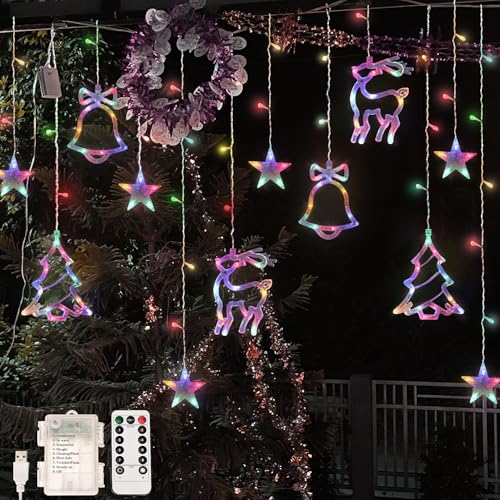 OWill Weihnachtsbeleuchtung Fenster, Lichterkette Fenster Innen 2m × 3m, 8 Modes Lichterkette Fenster, Lichtervorhang Fenster, Lichterkette Innen Fenster von OWill