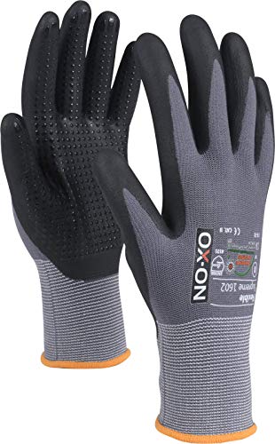 HandschuhMan. OX-ON Flexible Nopperl Arbeitshandschuhe Nitrilbeschichtet mit NOppen Gr. 6-11 (11/XXL) von OX-ON