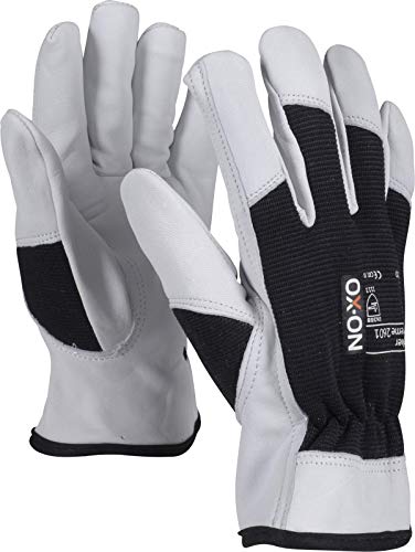 HandschuhMan. OX-ON Stone Arbeitshandschuhe weiche Lederhandschuhe mit Spandexrücken Gr. 7-12, 1 Paar (10/XL, Schwarz) von OX-ON