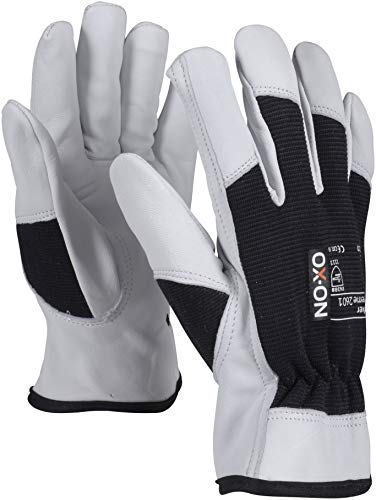 HandschuhMan. OX-ON Stone Arbeitshandschuhe weiche Lederhandschuhe mit Spandexrücken Gr. 7-12, 1 Paar (7/S, Schwarz) von OX-ON