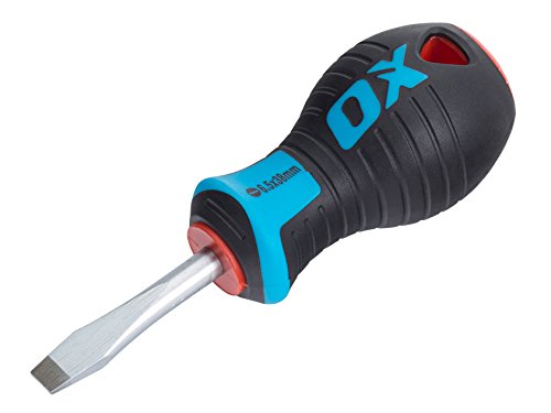 OX OX-P362338 Pro Slotted Flared Screwdriver Stubby 6.5x38mm Schraubenzieher, Mehrfarbig, 6.5 x 38 mm von OX Tools