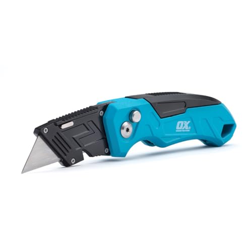 OX Tools Pro Klappmesser mit fester Klinge, robust, mit einfachem Klingenwechsel, schnell zusammenklappbar, robust, leicht, inkl. 3 Ersatzklingen von OX Tools