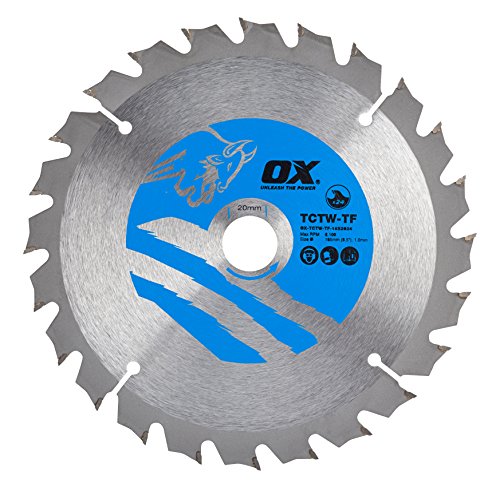 OX Wood Cutting Thin Kerf Circular Saw Blade 165/20mm, 24 Teeth ATB von OX Tools