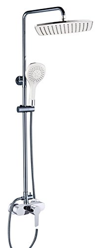 Kibath 420221 Thermostatsäule Lop Design, Wasserhahn mit grafisierten Hebeln, mit ausziehbarem Rohr von 85 bis 115 cm. Extra flacher Sprühkopf von 20 cm und runder Whirlpool-Handbrause, Chrom glänzend von Kibath