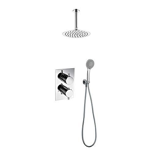 OXEN 153364 Thermostat Thermostatischer Duscharmatur für PO-Unterputz. 2-Wege Auslass: Oberer Sprühkopf und Handbrause Einbaudusche mit abgerundetem Finish aus Messing, Chrom glänzend OXEN 153364 Thermostat Thermostatischer Duscharmatur für PO-Unterputz. 2-Wege Auslass: Oberer Sprühkopf und Handbrause Einbaudusche mit abgerundetem Finish aus Messing, Chrom glänzend von Kibath