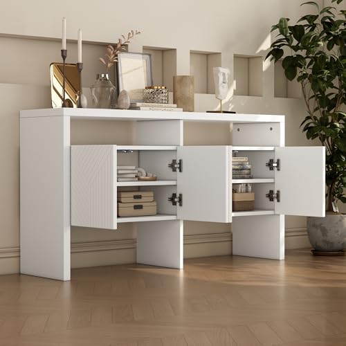 OXENKA Sideboard Schlafzimmer,140 x 75 x 35 cm Aufbewahrungsschrank mit 2 Offenen Fächern und 4 Türen,Schuhschrank,küchenschrank,Standschrank (Schwarz) von OXENKA