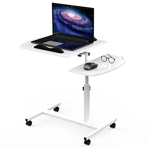 OXFENSEE Computertisch Höhenverstellbar Winkeleinstellbarer, 60x40cm Laptoptisch mit Rollen, 360° Schwenkbarer Schreibtisch, Klapptisch Mobiler Kleine Beistelltisch mit Kippbarer Tischplatte, Weiß OXFENSEE Computertisch Höhenverstellbar Winkeleinstellbarer, 60x40cm Laptoptisch mit Rollen, 360° Schwenkbarer Schreibtisch, Klapptisch Mobiler Kleine Beistelltisch mit Kippbarer Tischplatte, Weiß von OXFENSEE