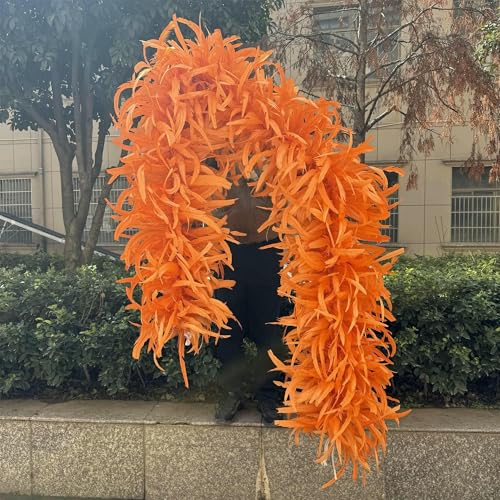1 bis 4 Yards Roter Hahn Hühnerschwanzfedern Boa-Schal 25-30 cm Fasanenfederschal für Karnevalsparty-Tanzkostüm-Dekor-Orange-2,5 Yards von OXFYY