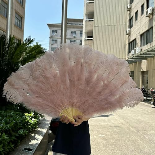 13Bone Straußenfederfächer, groß, für Performance, Tanz, faltbar, Handfächer, Party-Requisiten, Bühnenshow-Fächer, 100 cm 130 cm, Leder rosa, 1 Paar, 100 cm 13Bone Straußenfederfächer, groß, für Performance, Tanz, faltbar, Handfächer, Party-Requisiten, Bühnenshow-Fächer, 100 cm 130 cm, Leder rosa, 1 Paar, 100 cm von OXFYY