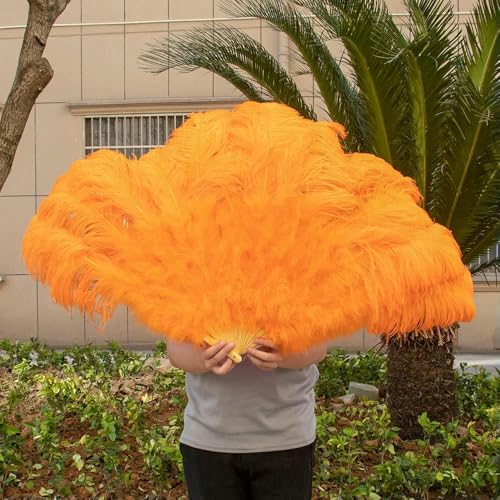 13Bone Straußenfederfächer, groß, für Performance, Tanz, faltbar, Handfächer, Party-Requisiten, Bühnenshow-Fächer, 100 cm 130 cm, Orange, 130 cm links 13Bone Straußenfederfächer, groß, für Performance, Tanz, faltbar, Handfächer, Party-Requisiten, Bühnenshow-Fächer, 100 cm 130 cm, Orange, 130 cm links von OXFYY