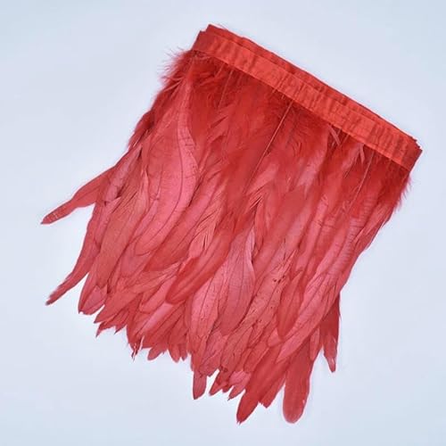 2 Meter Hahnenschwanzfeder-Besatzband auf Bandfransen für Kleidung, weiß-schwarze Fasanenfedern zum Basteln, Karnevalsdekoration, Rot, 15–20 cm 2 Meter Hahnenschwanzfeder-Besatzband auf Bandfransen für Kleidung, weiß-schwarze Fasanenfedern zum Basteln, Karnevalsdekoration, Rot, 15–20 cm von OXFYY