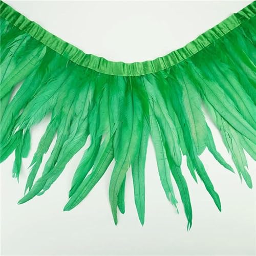 2 Meter Hahnenschwanzfederbesatz, Handarbeitszubehör, farbige Federfransen, Nähen, Karnevalsfedern, DIY-Feiertagsdekorationen, grasgrün, 25–30 cm, 10–12 Zoll 2 Meter Hahnenschwanzfederbesatz, Handarbeitszubehör, farbige Federfransen, Nähen, Karnevalsfedern, DIY-Feiertagsdekorationen, grasgrün, 25–30 cm, 10–12 Zoll von OXFYY